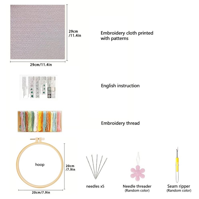 Huacan Embroidery Kits for Beginners, DIY Embroidery Starter Kit with