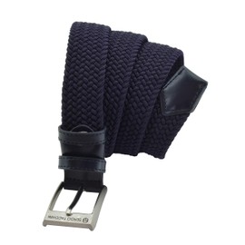 Sergio Tacchini Braided Men's and Women's Belt, Made of Elastic Fabric with Genuine Leather Inserts, Gift Box, darkblue