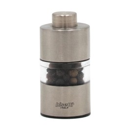 Bisetti 2.5 Inch Mini Orta Stainless Steel and Acrylic Adjustable Pepper Mill Grinder, Made in Italy