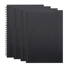 Yansanido Spiral Notebook, 4 Pcs A5 Black Craft Softcover 8mm Ruled 60 Sheets -120 Pages Journals for Study and Notes (A5-4 pcs Black/Lined)