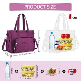 HSHRISH Lunch Bags for Women,12L Insulated Lunch Bag for Women Adults with Adjustable Shoulder Strap and Bottle Holder, Womens Lunch Bag for Work,Picnic,Camping,Beach.Purple