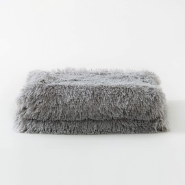 Reafort Luxury Long Hair Shaggy PV Fur Faux Fur Oversized Throw Blanket (Grey, 60"X70" Throw)