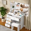 White Dressing Table with 6 Drawer Slide Mirrow and Stool 3