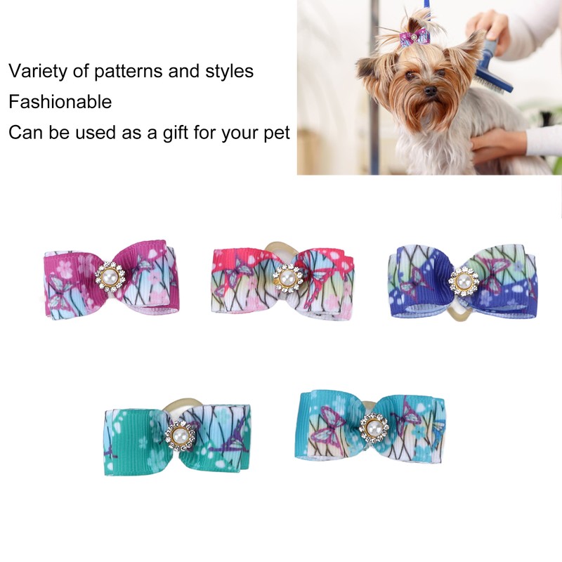 22pcs Pet Bowknot Rubber Bands Cute Colorful Dog Grooming Hair