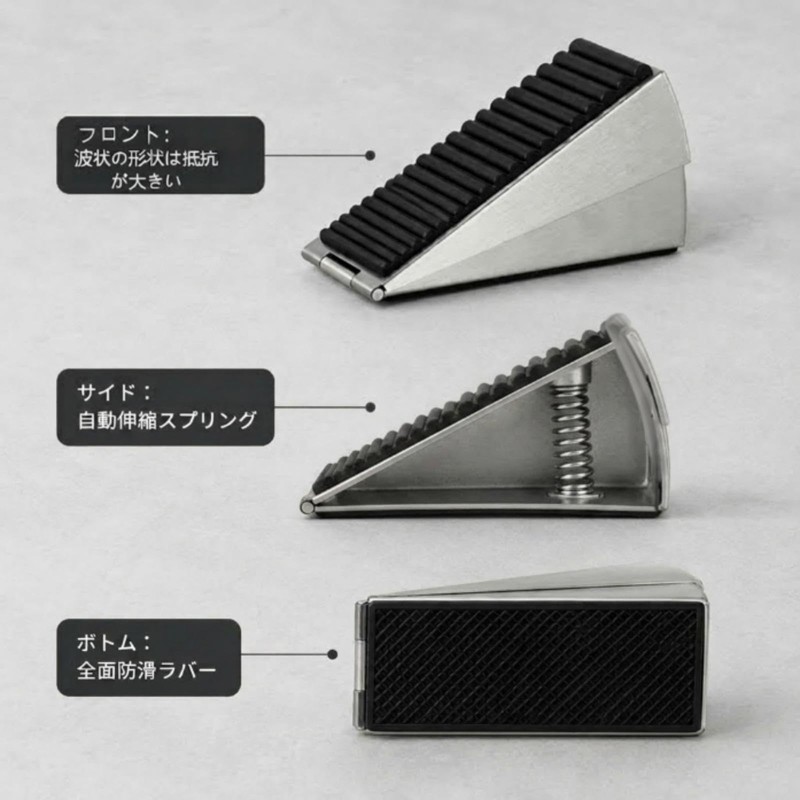 QuickYen Door Stopper, Sliding Door Lock, Stopper, Gap, Double-Sided Rubber
