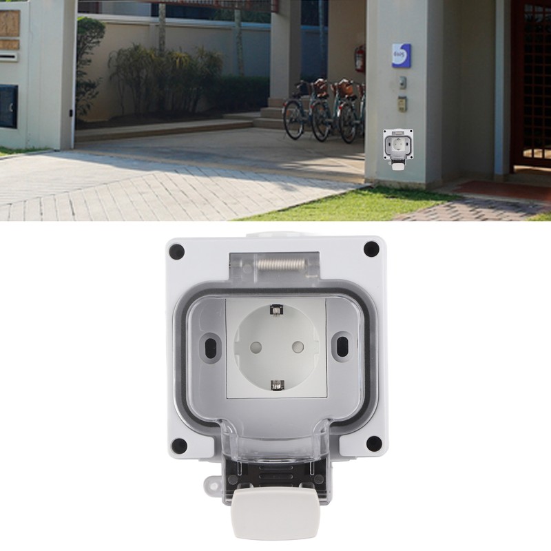 Outdoor Socket IP66 Weatherproof German Outdoors Outlet for Gardens Workshops