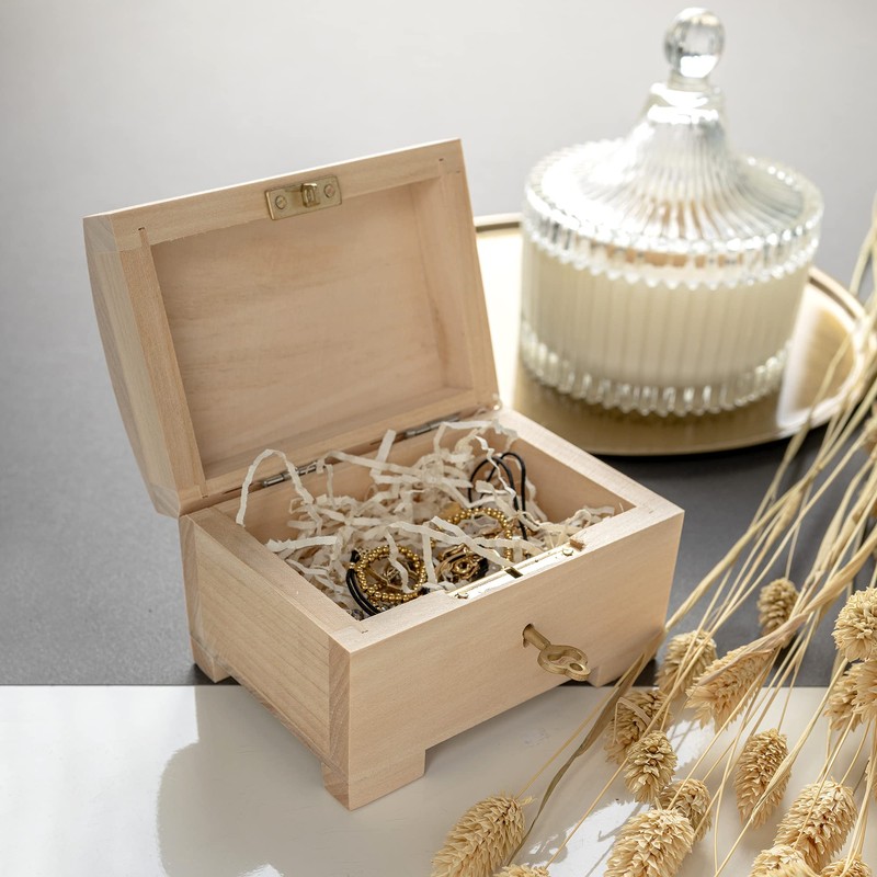 Creative Deco Small Wooden Lockable Jewellery Box | 10.6 x