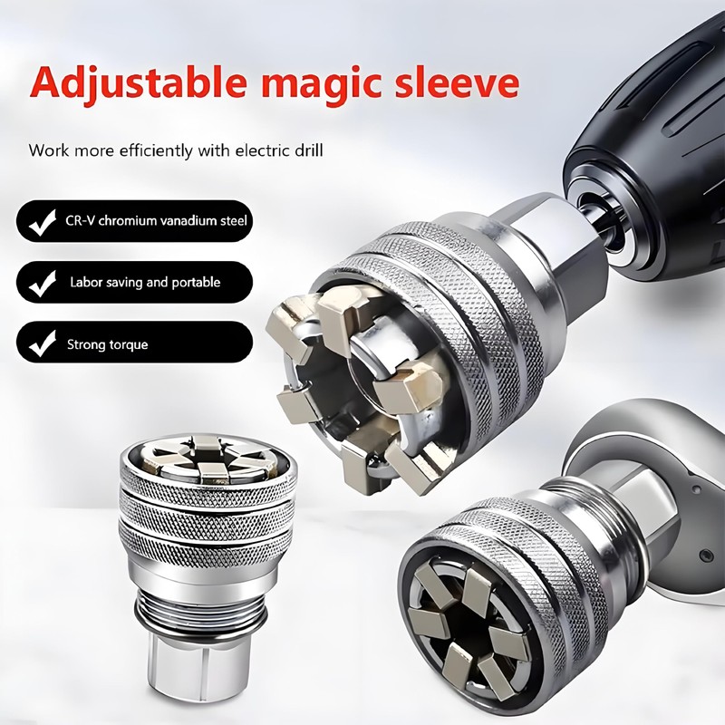 Abruga Upgraded Adjustable Universal Socket Wrench, Manual Socket Wrench, Multifunctional