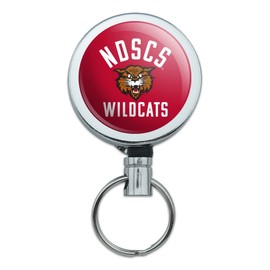 North Dakota State College of Science Wildcats Logo Heavy Duty Metal Retractable Reel ID Badge Key Card Tag Holder with Belt Clip