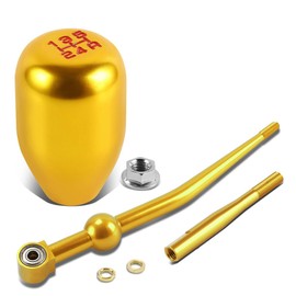 Compatible with Civic/Del Sol/CRX/Integra Single Bend Short Throw Shifter+5-Speed Gear Knob+3.5" Extension Kit (Gold)