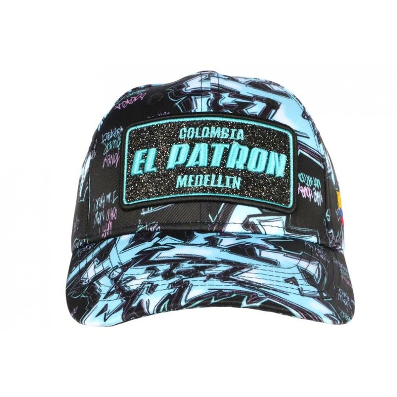 El Patron Cap Blue Turquoise and Black Rhinestone Streetwear Colombia