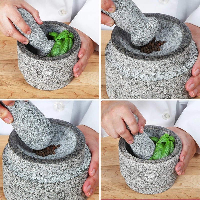 Laevo Mortar and Pestle Set (Large) | Gray Granite |