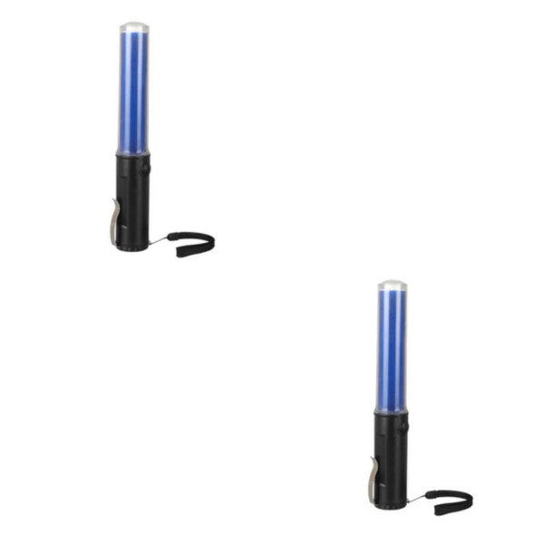 DSOUWEH 2 Set of Bright 26cm 4 Mode Traffic Light Stick LED Warning Torch Flashlight Enhanced Visibility Blue 26cm, Blue 26cm, 2Set