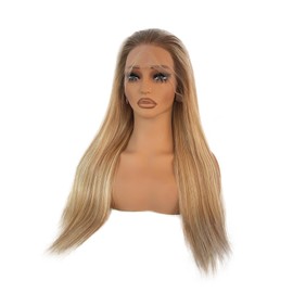 Ash Blonde Lace Front Wig Human Hair 180% Density, 13x4 Silky Straight Mini Knots HD Invisible Lace Wig for Women Glueless Blonde with Brown Highlights Wigs 26 Inch Brazilian Free Part Frontal Wigs