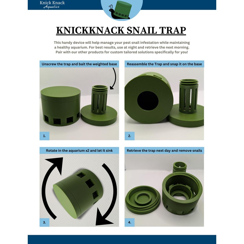 KnickKnack Aquatics Snail Trap - Reusable, Easy to use -