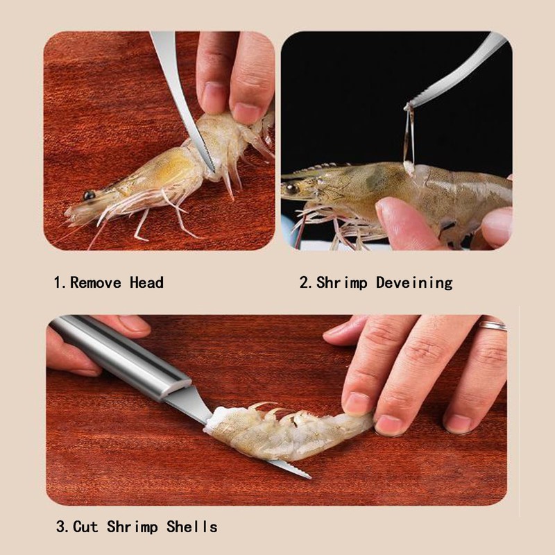 Wjwumha 4Pcs Shrimp Deveining Tool Fish Scaler Set, Shrimp Peeler,