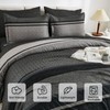 WONGS BEDDING Comforter Set Full Size, Dark Grey Striped 7