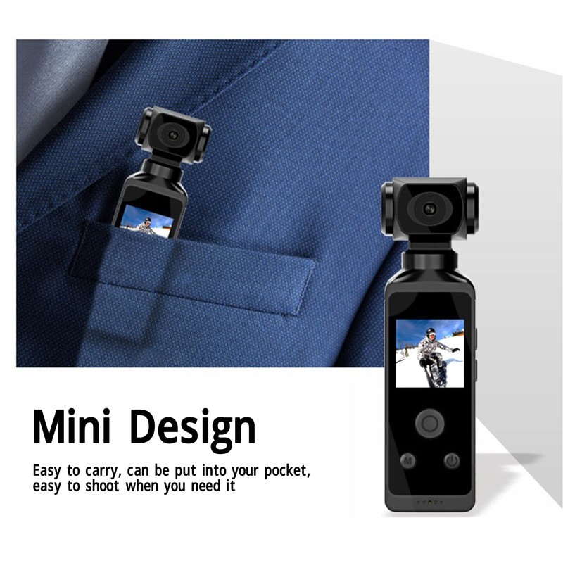 Handheld Gimbal Integrated Camera, 30m Waterproof Action Pocket Camera with