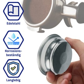 Coffee Filter Stainless Steel 2 Cups and Pen Frothing Cream - Size Diameter 68 mm Height - 27 mm - for Gaggia - Suitable for All Models - Coffee Strainer is Suitable as Portafilter Accessory -