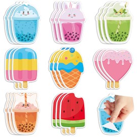 600Pcs Ice Cream Sticky Notes, Cute Ice Cream Boba Milk Tea Sticky Notepads Summer Self Sticky Writing Memo Pads Mini Page Marker for Summer Party Favors Home Office School Supplies