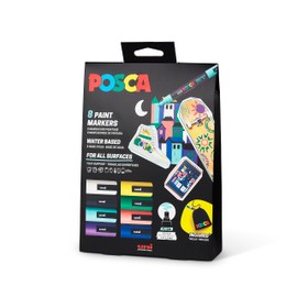 POSCA Pens PC-5M Acrylic Felt Tip Coloured Permanent Paint Markers for Adults and Kids. Perfect for Colouring, Fabric, Graffiti, Watercolour, Outline Drawing, Window and Glass Art. 8 Pc Gift Pouch