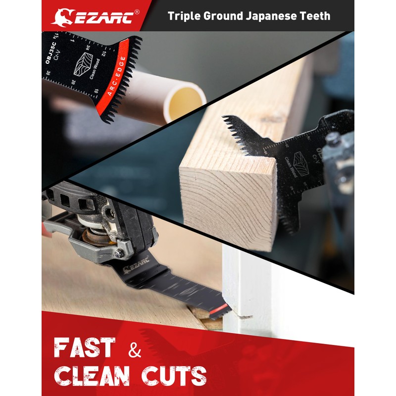 EZARC 7PCS Oscillating Saw Blades, Titanium Multitool Blades for Wood