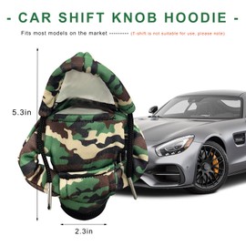 NYTKL Car Gear Shift Hoodie, Funny Hoodie Automotive Shift Knob Cover Cute Interior Gear Lever Decoration, Fashionable Sweater Shirt Novelty Shifter Stick Protector for SUV Truck RV (Camouflage)
