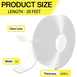 Yokeit Double-Sided Nano Tape, 20 Feet Long, Heavy Duty, Easy to Remove, No Residue, Clear Adhesive for Home and Office