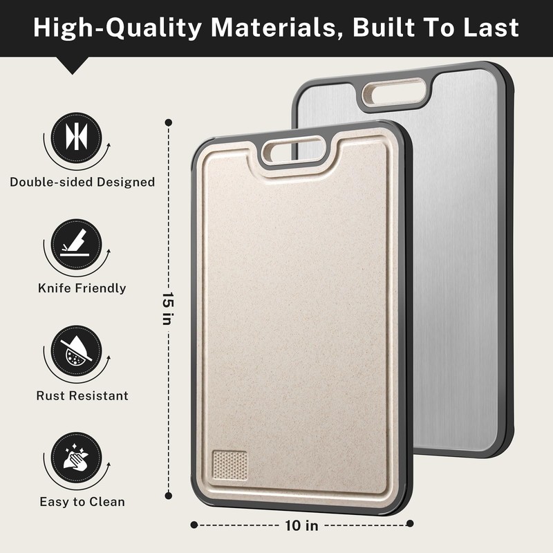 Snuvid Titanium Cutting Board, Double Sided Cutting Boards for kitchen,