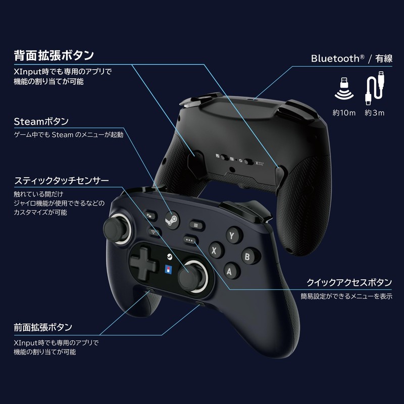 ワイヤレスホリパッド for Steam (ネオンイエロー)