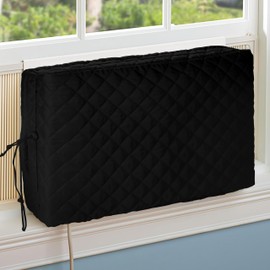 BlueStars Window Air Conditioner Cover Indoor - Upgraded Version with Velcro Sides - Inside AC Cover for Winter - Polyester Fiber Fill Layers Insulation - 28" x 20" x 3.5", Black