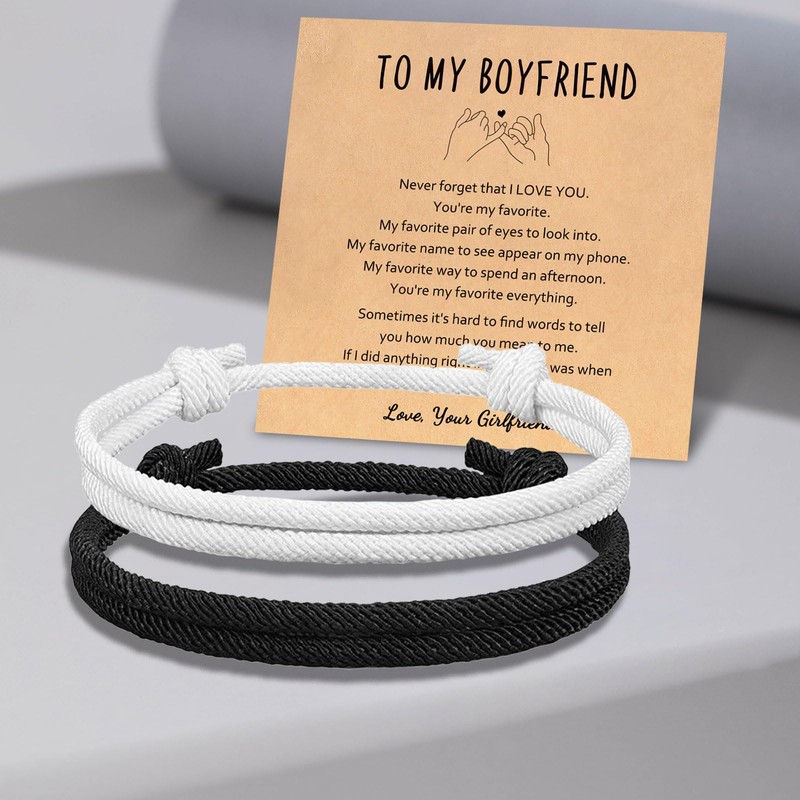 Matching Adjustable Rope Bracelet for Couples, Husband Bracelet Anniversary Valentines