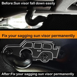 LUGDTIME Sun Visor Repair Kit Compatible with Jeep Wrangler JL 2018-2023, Aluminum Alloy Sun Visor Clips Fits Compatible with Jeep Wrangler 2018 JK, 2020-2023 Gladiator JT, Repair Loose Visor