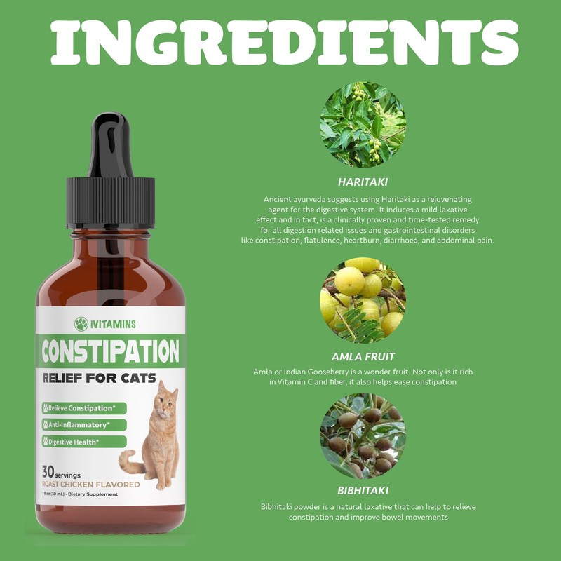 Cat Constipation Relief - May Help to Soften Stool, Ease