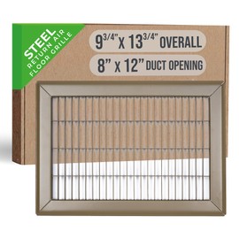 Fits 8x12 and 12x8 Duct Opening | Return Air Floor Grille by Handua | Walkable Vent Cover Grill for Floor | Brown | Heavy Duty Fixed Blades | Outer Dimensions: 9.75"W X 13.75"H
