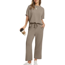 Sampeel Lounge Sets for Women Fashion Clothing Airport Outfits 2025 2 Piece Travel Matching Sets Women Clothing Resort Wear Cruise Coffee M