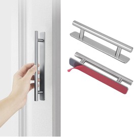 JIZZU Kitchen Cupboard Handles, 2Pcs Door Pull Handle Stick On Handles, No Drilling Stainless Steels Kitchen Cabinet Handles for Gate Toilet (150mm x 25mm)