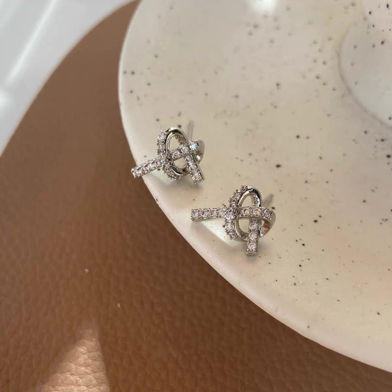 925 Sterling Silver Cross-X Very Small Ear Stud Earrings Tiny