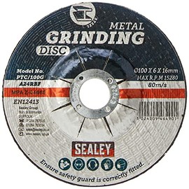 Sealey PTC/100G Grinding Disc Ø100 x 6mm 16mm Bore