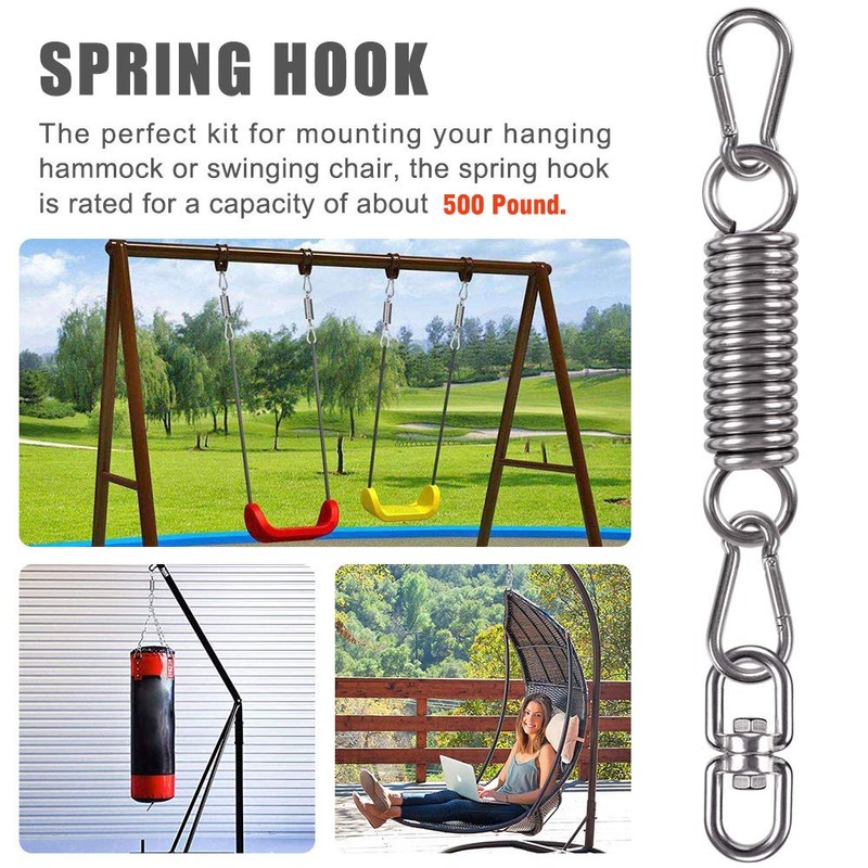 WAREMAID Hammock Chair Spring, Hanging Chair, Mounting Hardware Set, 360