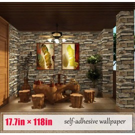MelunMer 3D Rock Stone Peel and Stick Wallpaper Stone Contact Paper Self Adhesive Removable Wallpaper for Bedroom Contact Paper for Walls Vinyl 118 in L 17.7 in W