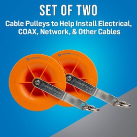 Jonard Tools CP-475 Cable Pulley Set (2-Pack) for Low Voltage Electrical, Network, & COAX Cables - Smooth Cable Installation, Swivel Snap Hooks, and Anti-Friction Bearings - Holds up to 20 CAT5 & 6
