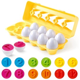 MARIA D Huevos a Juego de Color y Forma,12 Piezas Juguete Didáctico,Montessori Didáctico para Clasificar Colores y Formas, Preescolares Juguetes de Estudio, Juguetes Stem