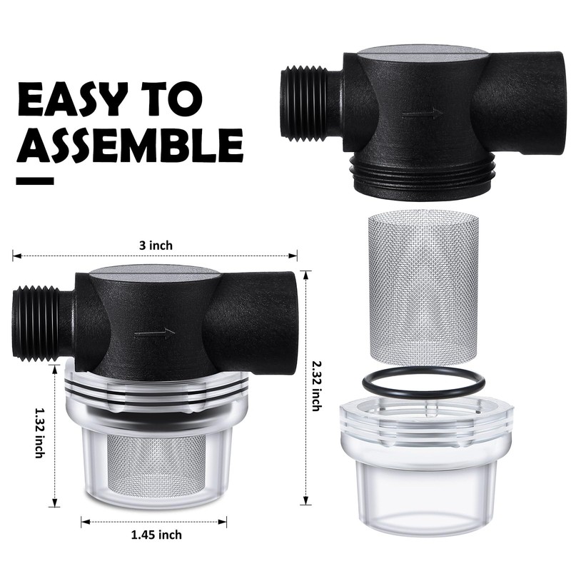 Honoson 2 PCS Water Pump Strainer Filter, RV Replacement 1/2