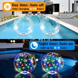 afzdby Floating Pool Lights Solar Powered,14 Inch RGBW Inflatable Glow in The Dark Balls,IP68 Waterproof Led Light up for Inground Pool,Pool Decorations Outdoor Ornaments Gift