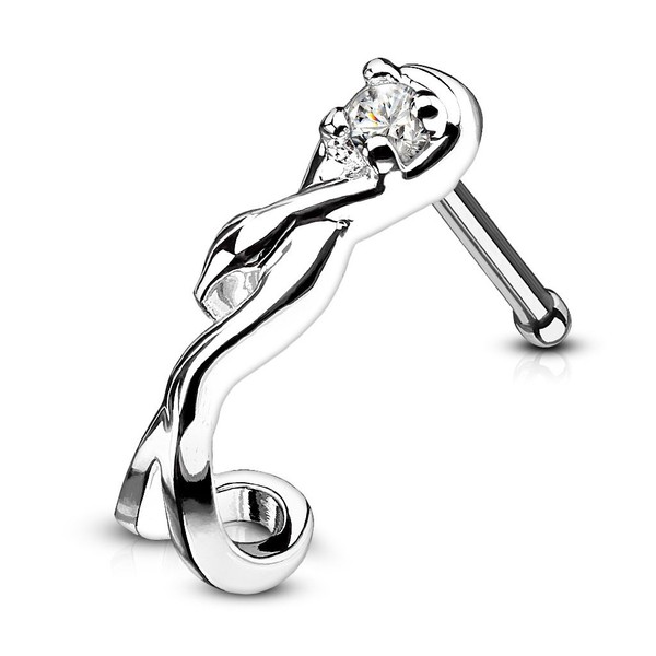 PiercedOff 316L Surgical Steel Nose Bone Crawler Stud with Snake