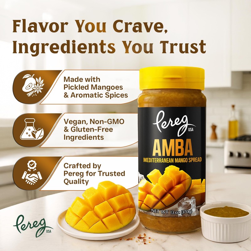 Pereg Amba, Mediterranean Mango Spread, 13 oz (2 Pack) |