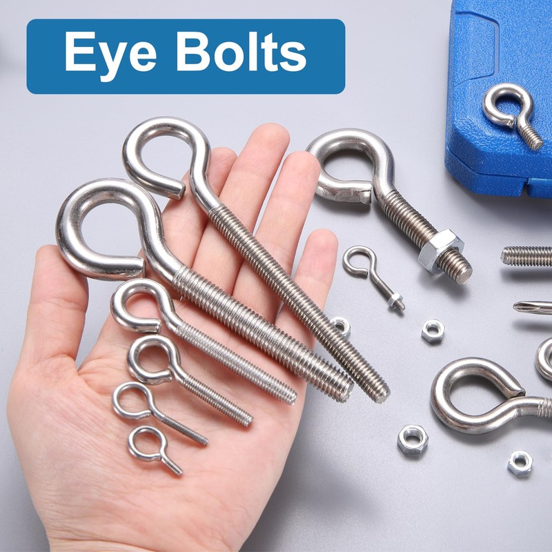 sourcing map 5 Pack Eye Bolts, M5 x 25mm 304