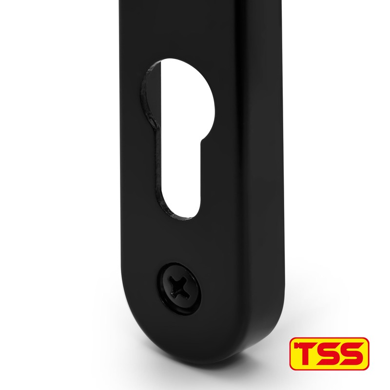TSS Black UPVC Door Handle Pair Set with offset Lever