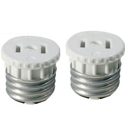 Leviton C22-125-000 White Adapter Socket To Outlet 2 Count